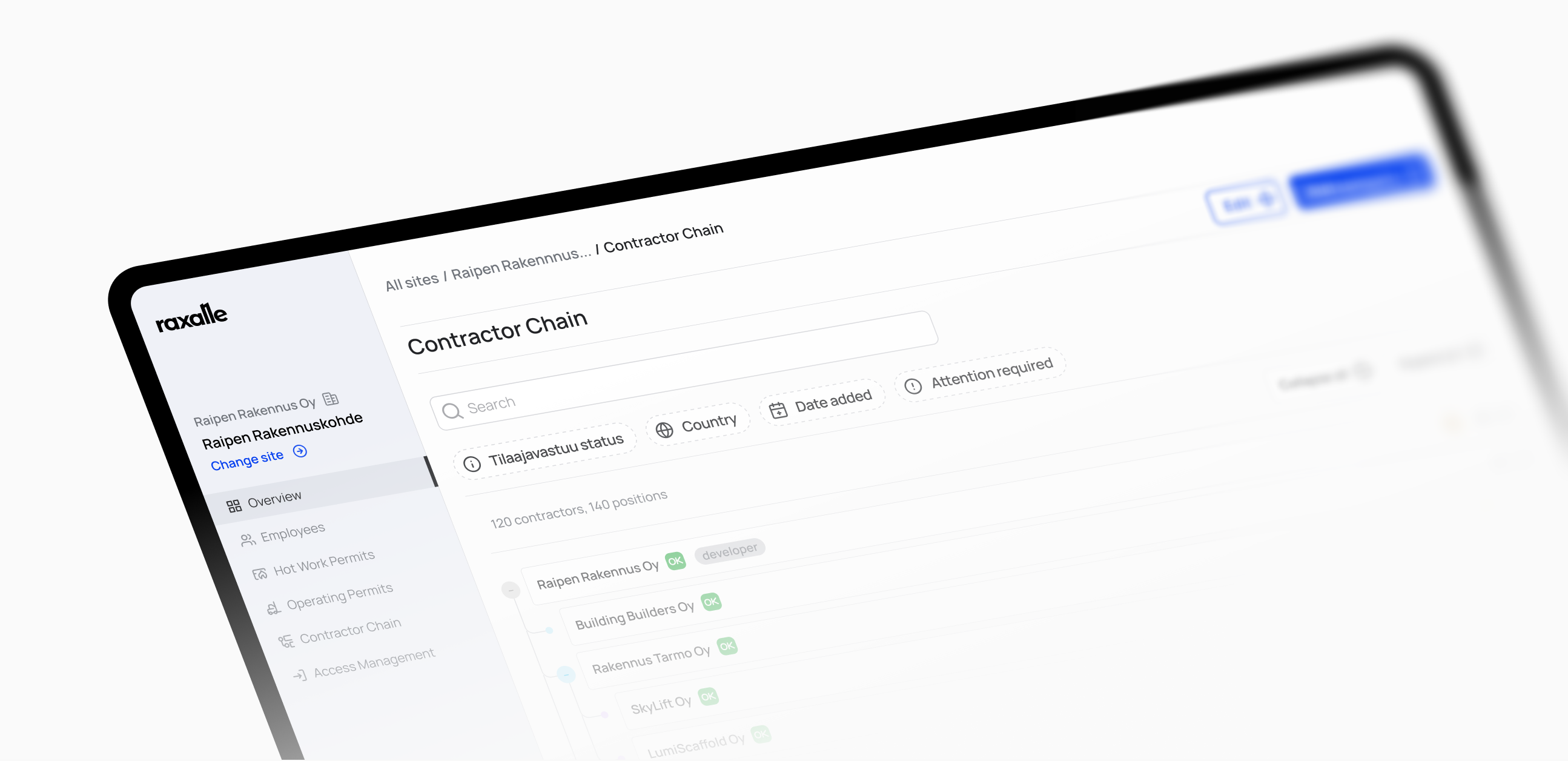 Contractor management dashboard